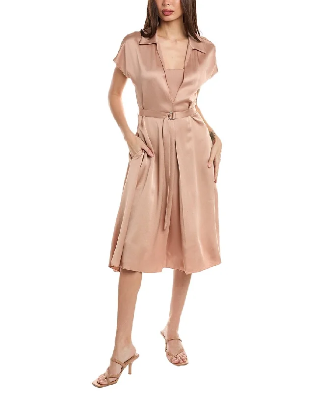 The Good Stuff Piazza Sempione Satin Crepe Midi Dress Save on Classic Elegant Styles