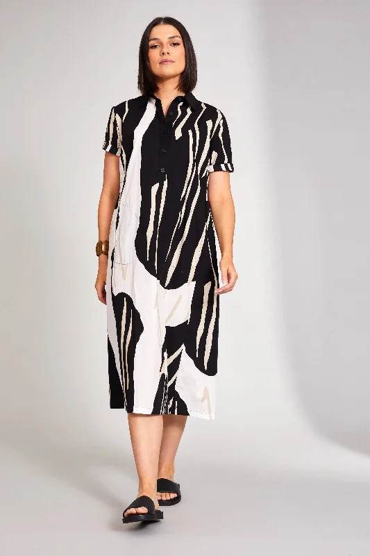 Trend Alert Peruzzi - S24101 Monochrome Shirt Dress Vintage Retro Party Wear