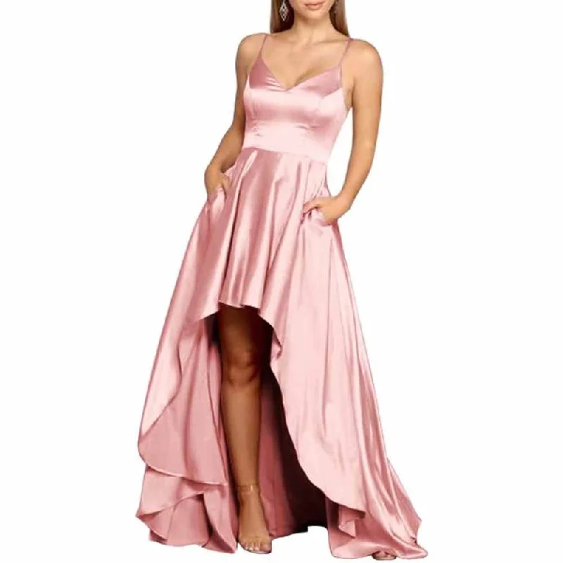 Special Offers, Don't Miss High Low Satin Bridesmaid Dress Prom Dresses A Line Event Dress with Pockets Effortless Comfort