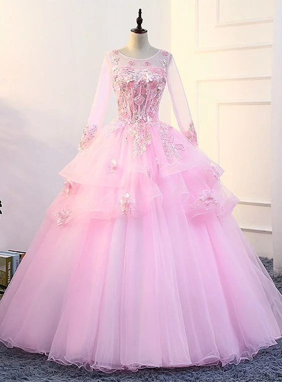 Unleash Your Trend Driven Style Pink Long Sleeve Quinceanera Dresses Prom Dress With Sleeve   cg13625 Classic Appeal