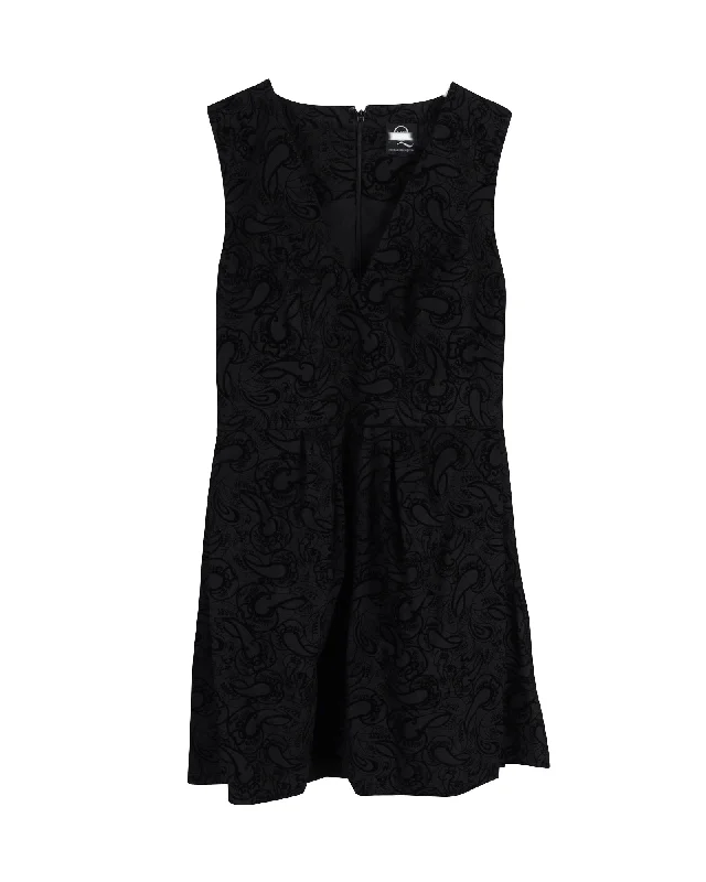 Limited Time Offers Alexander McQueen Sleeveless V-Neck Dress in Black Cotton Charming Silhouette