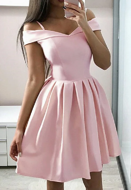 Popular Collection Women Satin Prom Dresses Short Cocktail Gowns Girls Homecoming Dresses Short Graduation Dress YHD281 Vintage Retro Party Wear