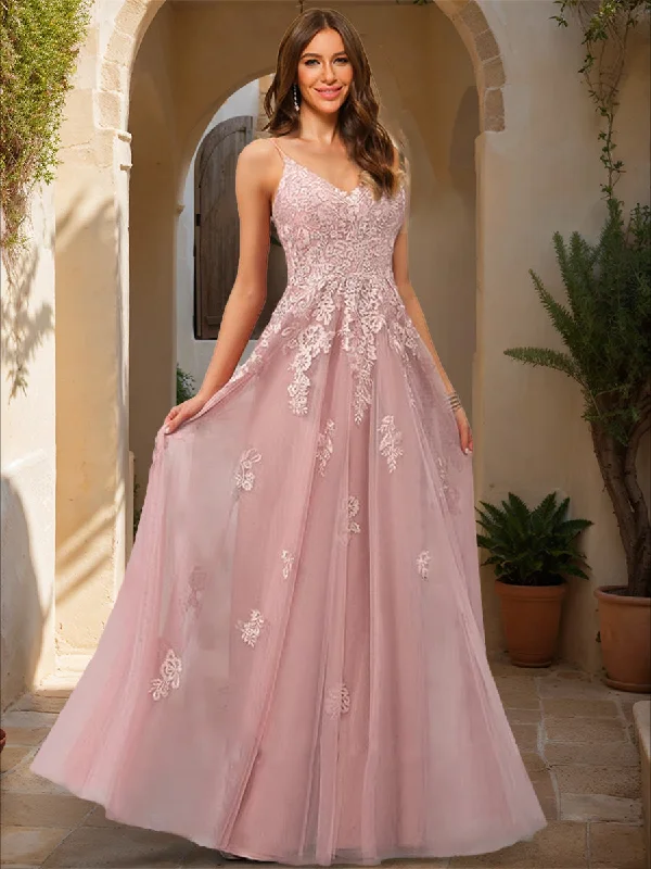 Budget-Friendly Fashion A-Line/Princess V-Neck Sleeveless Applique Prom Dresses Great Deals on Ethnic Cultural Wear