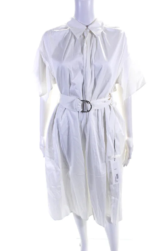 Sale Event, Prices Rock Adeam Womens Belted Shirt Dress White Refined Simplicity