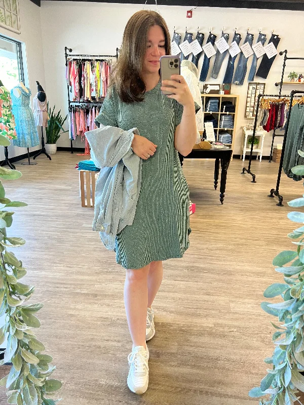 Luxury Fashion Ribbed T-shirt Dress in Vintage Olive Final Clearance