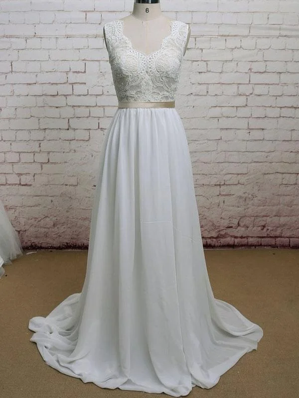 Stylish Savings Lace Straps V Neck Cheap Beach Wedding Dresses Online, WD379 Dreamy Aesthetic