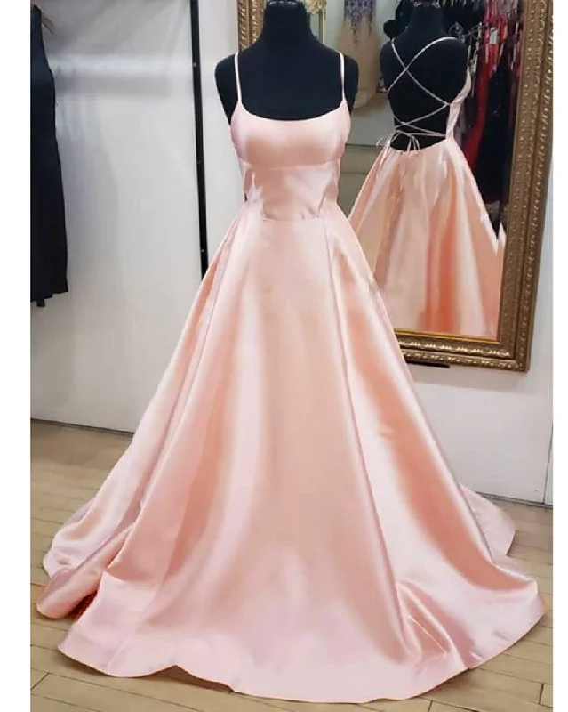 Limited Time Elegant Satin Women Blush Pink Prom Dress Long Party Evening Dress with Straps Formal Outfits PL06232 Ethnic Cultural Event Wear