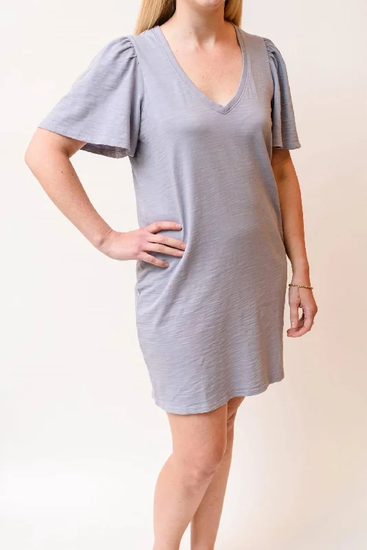 Fashion Essentials Mallory Flutter Sleeve T-Shirt Dress In Light Purple Nordic Minimalist Home Look