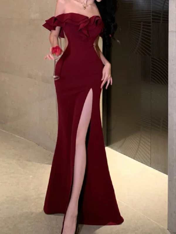 Must Haves Sexy Bodycon Long Dresses for Women Ruffles Prom Dress Party Dress C1920 Elegant Details