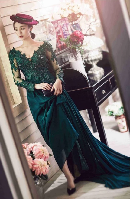 Break Fashion Norms Sexy Prom Dress,Charming Prom Dress,Mermaid Prom Dress,Long Sleeve Prom Dress  cg7382 Artful Design