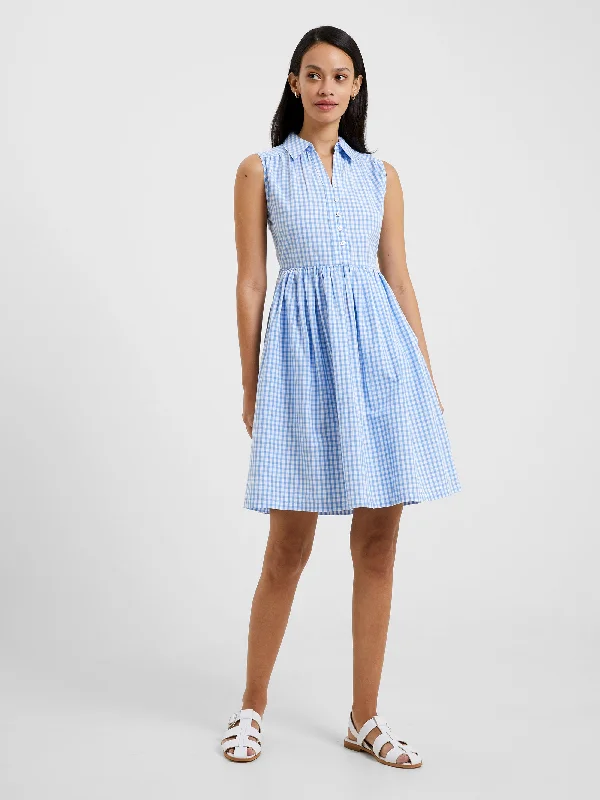 Elegant Fashion Offers Sleeveless Gingham Smock Dress Vintage Retro Party Wear