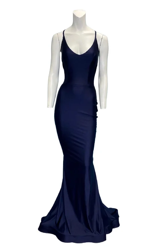 Fashion Sale Evening Gown In Navy Blue Casual Chic