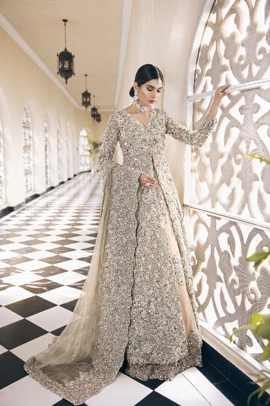 Style Revolution Latest bridal Pakistani designer waleema outfit in lavish peach color # B3443 Feminine Soft - Hued Look