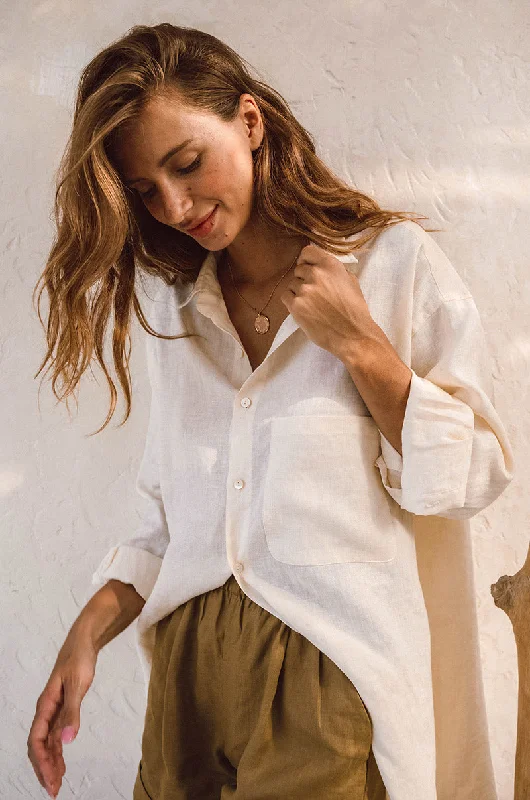 Comfort Meets Fashion SUMMER Shirt Dress - coconut linen Soft Textures