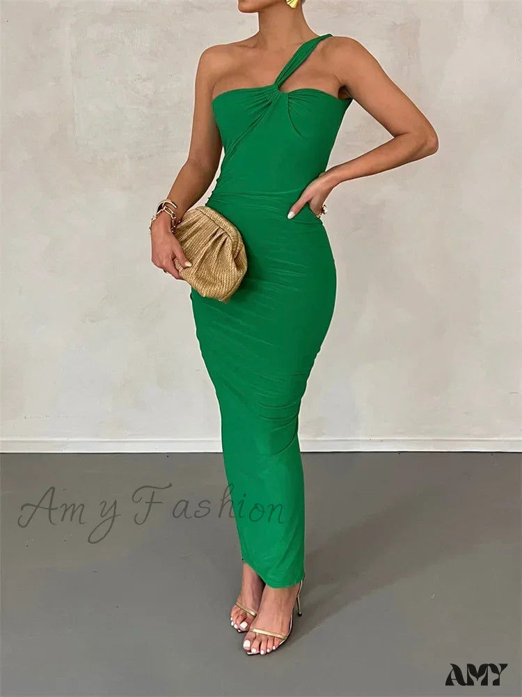 Effortless Style, Endless Impact Amy Fashion - Sexy Backless Ruched  Women Sleeveless Single Strap Off Shoulder Bodycon Party Club  Female Vestidos Floral Style