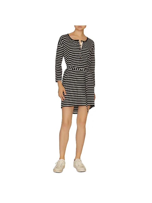 Bold Style Discounts Sullivan Womens Striped Henley T-Shirt Dress Timeless Elegant