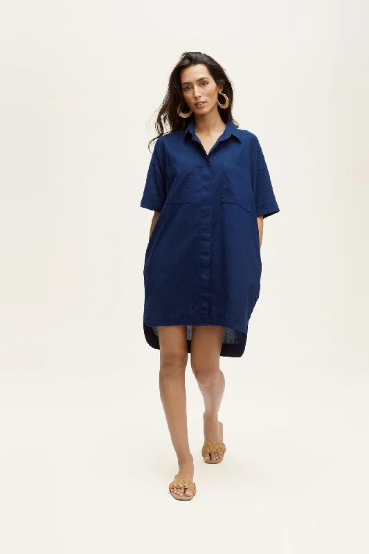 Chic Styles PATCH POCKET SHIRT DRESS Playful Elegance