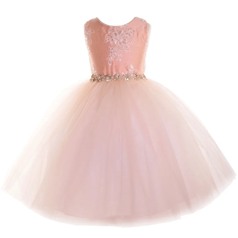 Exclusive Designer Style Deals Big Girls Blush Beaded Applique Junior Bridesmaid Dress 8-12 Summer Fashion