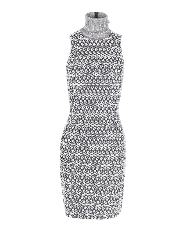 Seasonal Style Discounts Missoni Sleeveless Turtleneck Dress in Grey Viscose Fashion-Forward Style