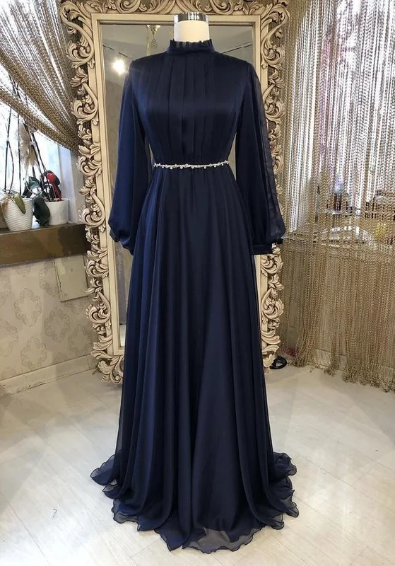 Exclusive Deals Online Chiffon long sleeves high neck fashion prom dress    cg20206 Elegant Details