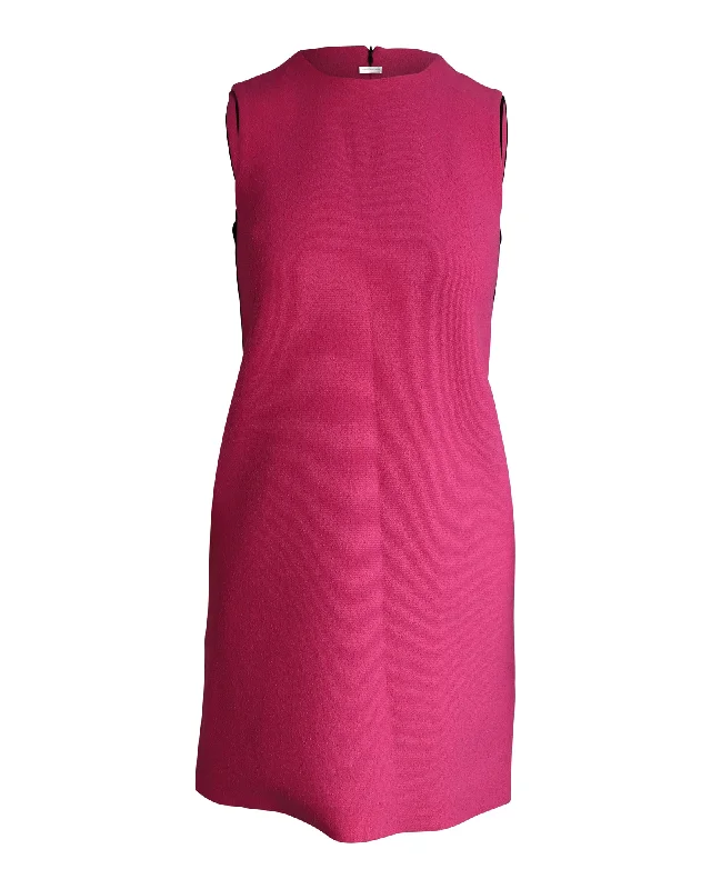 Hurry Before It'S Gone Victoria Beckham Sleeveless Shift Dress in Pink Wool Romantic Detailing