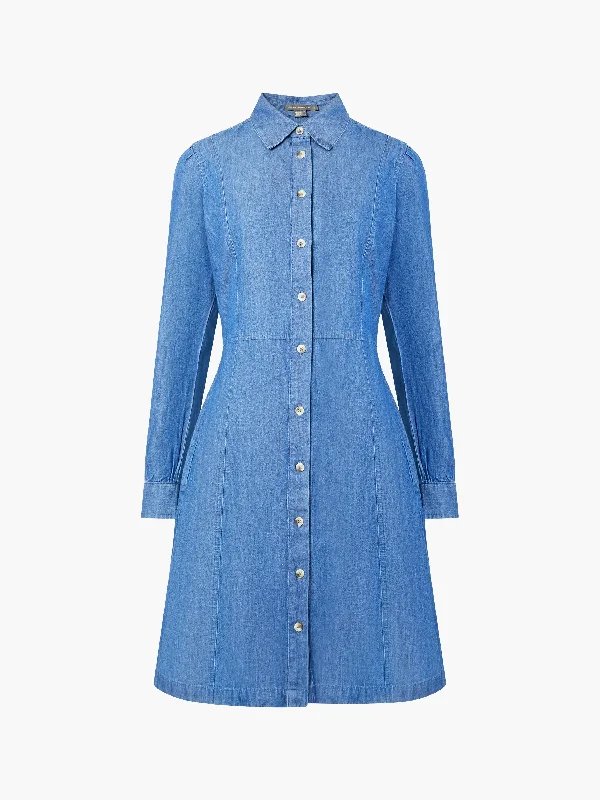 The Good Stuff Chambray Button-Through Shirt Dress Feminine Flow