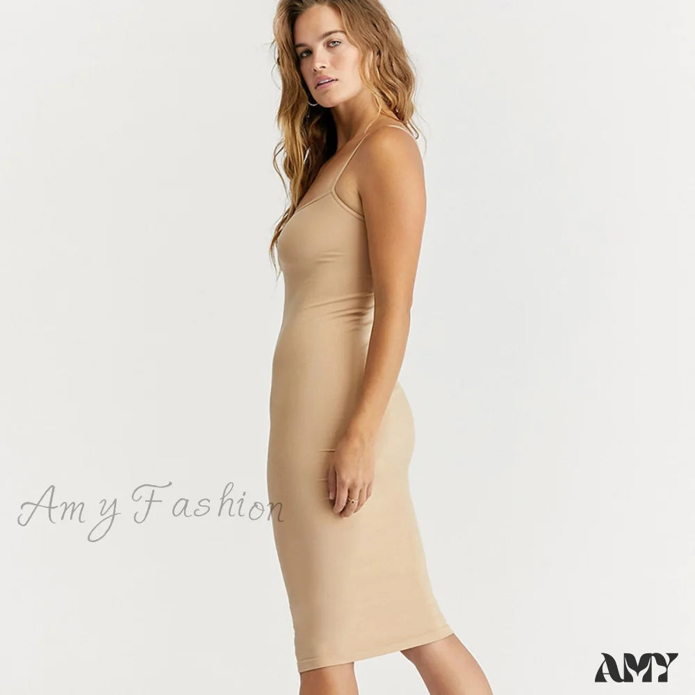 Elevated Casual Discounts Amy Fashion - Adjustable Strap Sexy Vestidos Stretchy Bodycon Dress Save on Classic Elegant Styles