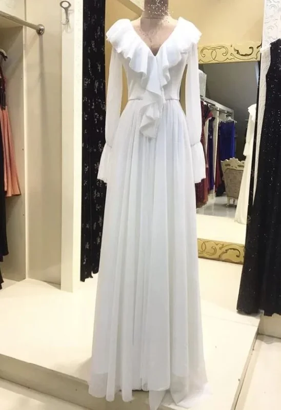 Sophisticated Street Style Offers White Long Sleeve Prom Dress Evening Dress   cg22053 Big Savings on Minimalist Office Styles