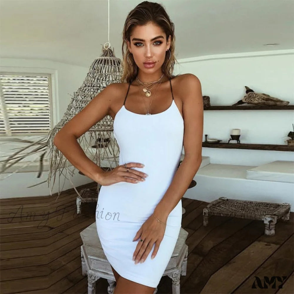 Style Upgrade Amy Fashion - Sleeveless Bodycon Fashion Party Mini Dress Effortless Style