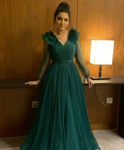 Casual Chic Deals Elegant A Line Tulle Long Prom Dress, Long Sleeve Evening Dress      cg12974 Timeless Elegant