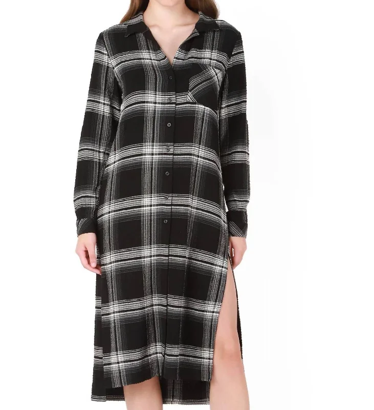 Glamorous Fashion Offers Plaid Midi Shirt Dress in Penthouse Plaid Seasonal Trend