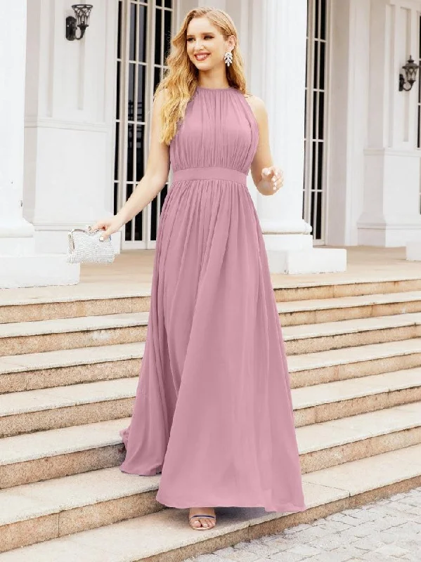 Fashionista Sale Numbersea Halter Bridesmaid Dress Empire Waist Formal Evening Prom Gown for Mother of The Bride 28030 Classic Charm