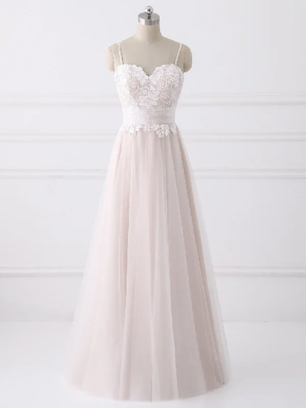 Must Haves Spaghetti Straps Sweetheart A-line Cheap Wedding Dresses Online, WD341 Vintage Charm