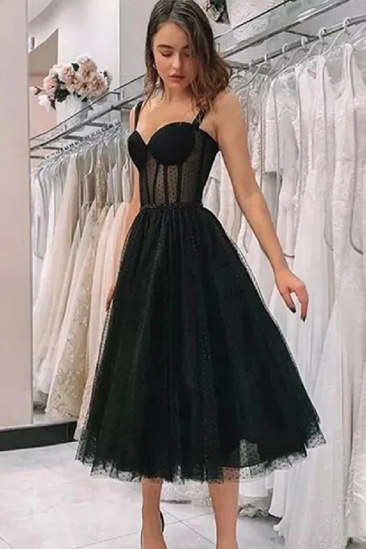 Trend Forward Threads Cute Black Straps A Line Sleeveless Homecoming Party Dresseses Feminine Elegance