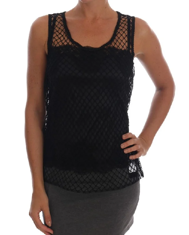 Absurdly Cheap Sale Dolce & Gabbana Elegant Black Lace Sleeveless Cami Blouse Refined Look