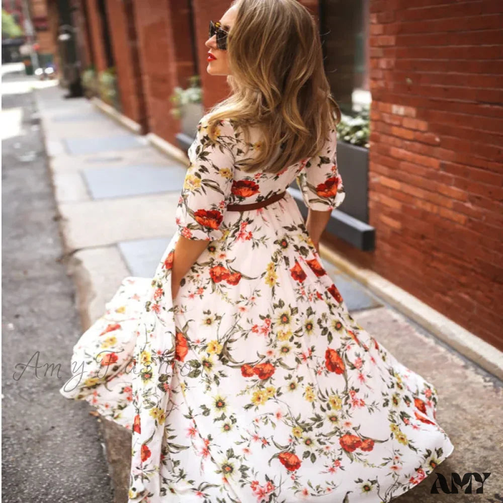 Valentine's Special Amy Fashion - Slim Bodycon Sexy Long Streetwear Plus Size Boho Dress Flowing Silhouette