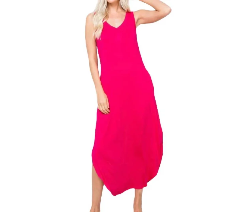 Flash Sale Fever Darlene Soft Knit Jersey Sleeveless Dress In Pink Elegant Contour