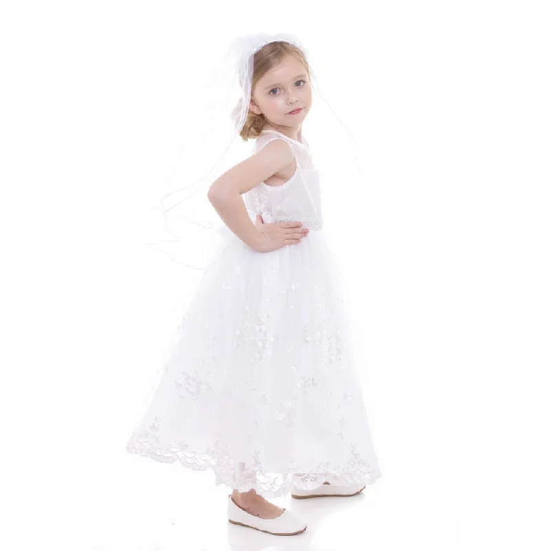 Luxe Style Discounts Big Girls White Lace Pearl Belt Junior Bridesmaid Dress 8-16 Effortless Style