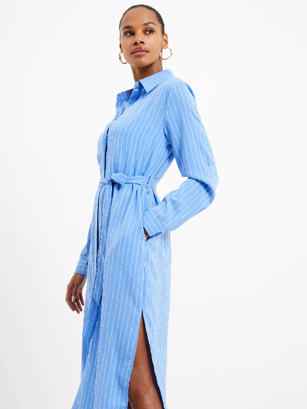 Discover Promotions Pinstripe Button Through Shirt Dress Nordic Minimalist Home Look