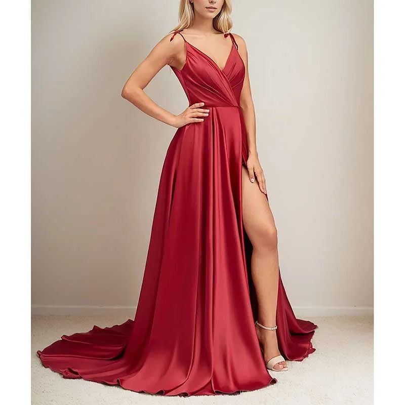 Shop The Hottest Deals Sleeveless Split Bridesmaid Dresses Cocktail Prom Dress Long Wedding Guest Dresses Classic Timeless Elegant Style