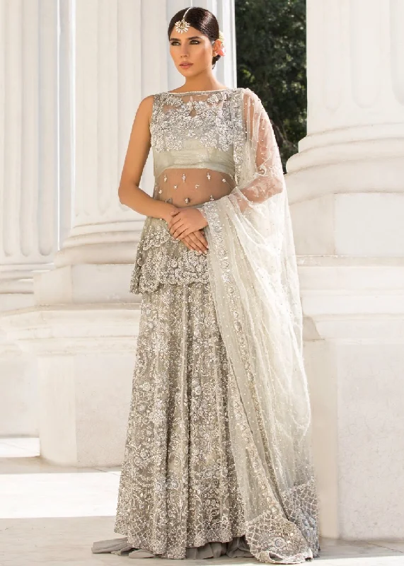 Chic & Cozy Collection Beautiful Indian designer bridal outfit in lavish ivory color # B3344 Boho - Chic Festival - Ready Style