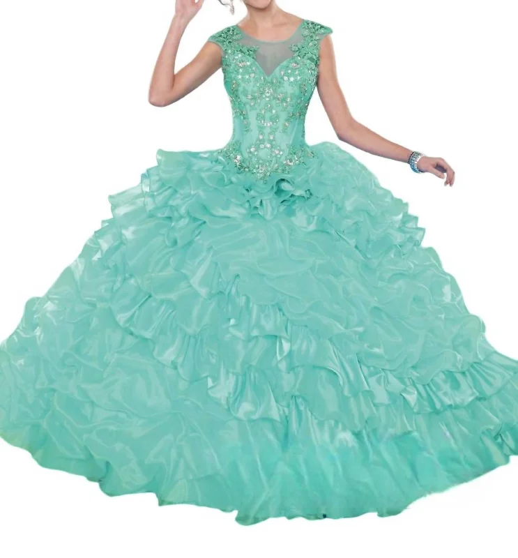 Seasonal Fashion Organza Quinceanera Ball Gown In Mint Feminine Flow