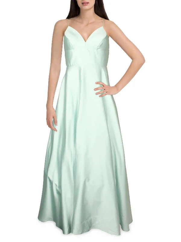 Day-To-Night Styles Womens Satin V-Neck Evening Dress Boho Chic