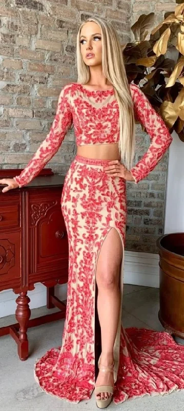 Special Offer For You Sexy Long Prom Dress,Two Piece Evening Dress,Long Sleeve Prom Dress,Two Piece Long Sleeve Evening Dress  cg9662 Elegant Attire