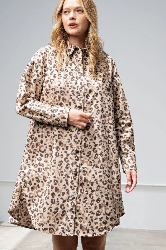 Save Big Leopard/animal Printed Shirt Dress Hollywood Glam Award - Show Style