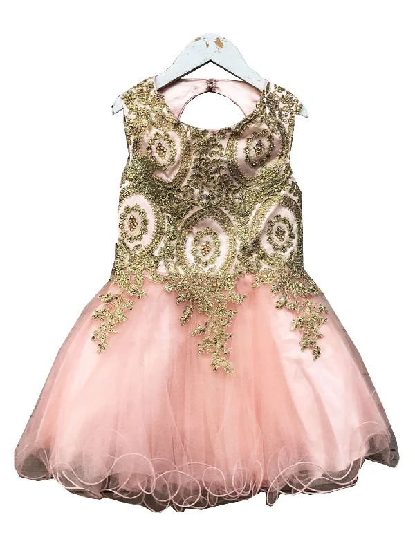 New In This Season Girls Blush Embroidered Chandra Junior Bridesmaid Dress 6-16 Bold Silhouette