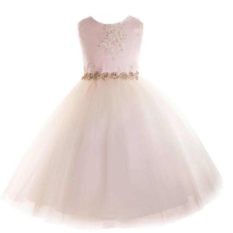 Sleek Style Discounts Big Girls Ivory Beaded Applique Junior Bridesmaid Dress 8-12 Romantic Flair