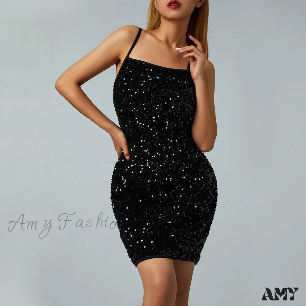 Vintage-Modern Style Offers Amy Fashion - Sleeveless Sparkle Sequins Slim Mini Sexy Party Dress Limited - Edition Drops