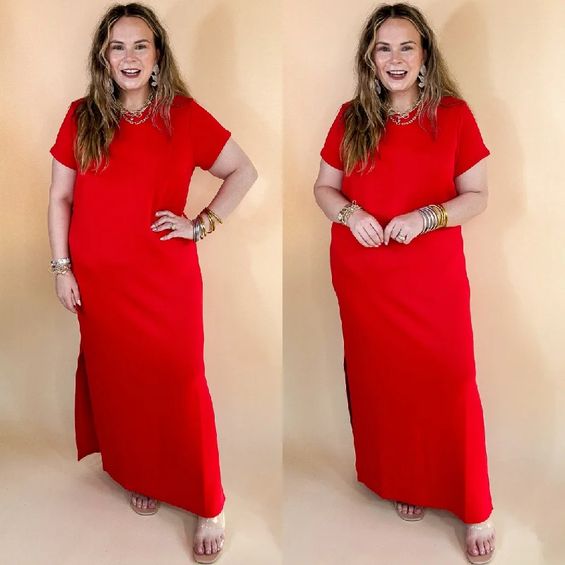 Hot Picks SPANX | AirEssentials Maxi T-Shirt Dress in Spanx Red Seasonal Trend