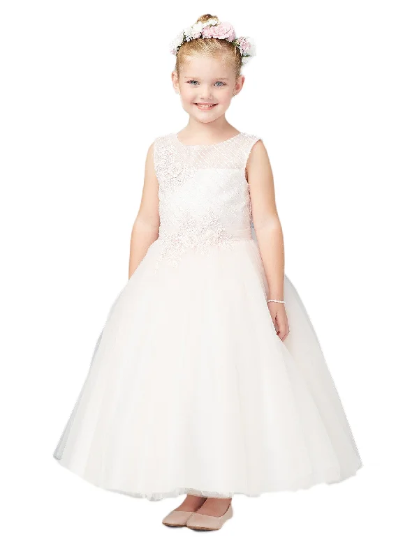 Shop Sales Big Girls Blush Diagonal Embroidery Junior Bridesmaid Dress 8-12 Luxe Layering